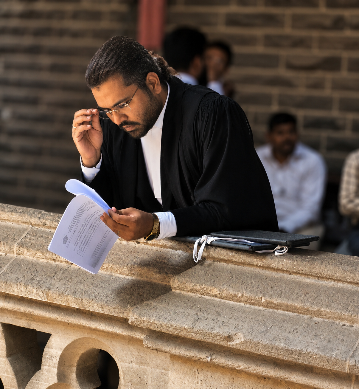 Advocate Ashif Husain — reviewing legal documents